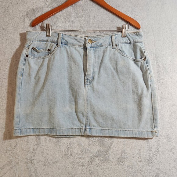 Forever 21 Light Wash Denim Mini Skirt Y2K Jeans Skirt Light Blue - Picture 1 of 6
